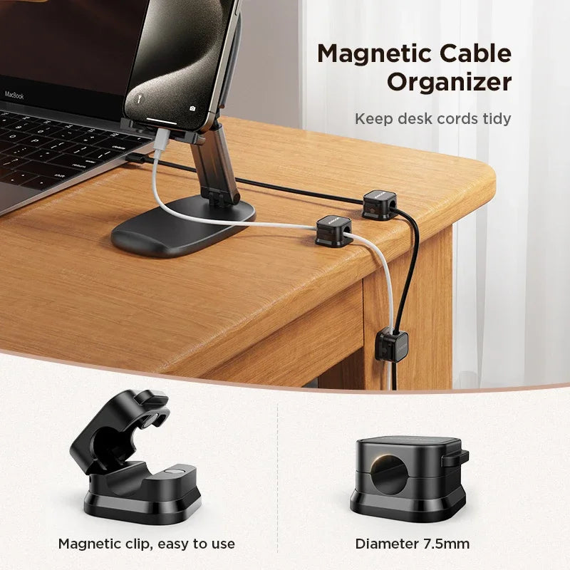 " Magnetic Cable Clips - Adjustable Cord Holder for Under Desk Cable Management"