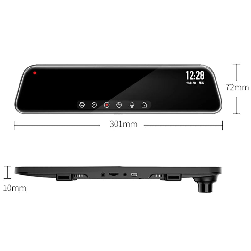 Dash Cam 4G 12 Inch Car Rearview Mirror Stream Media Dual 1080P Android Mirror Car Dvr ADAS Super Night before and after FHD