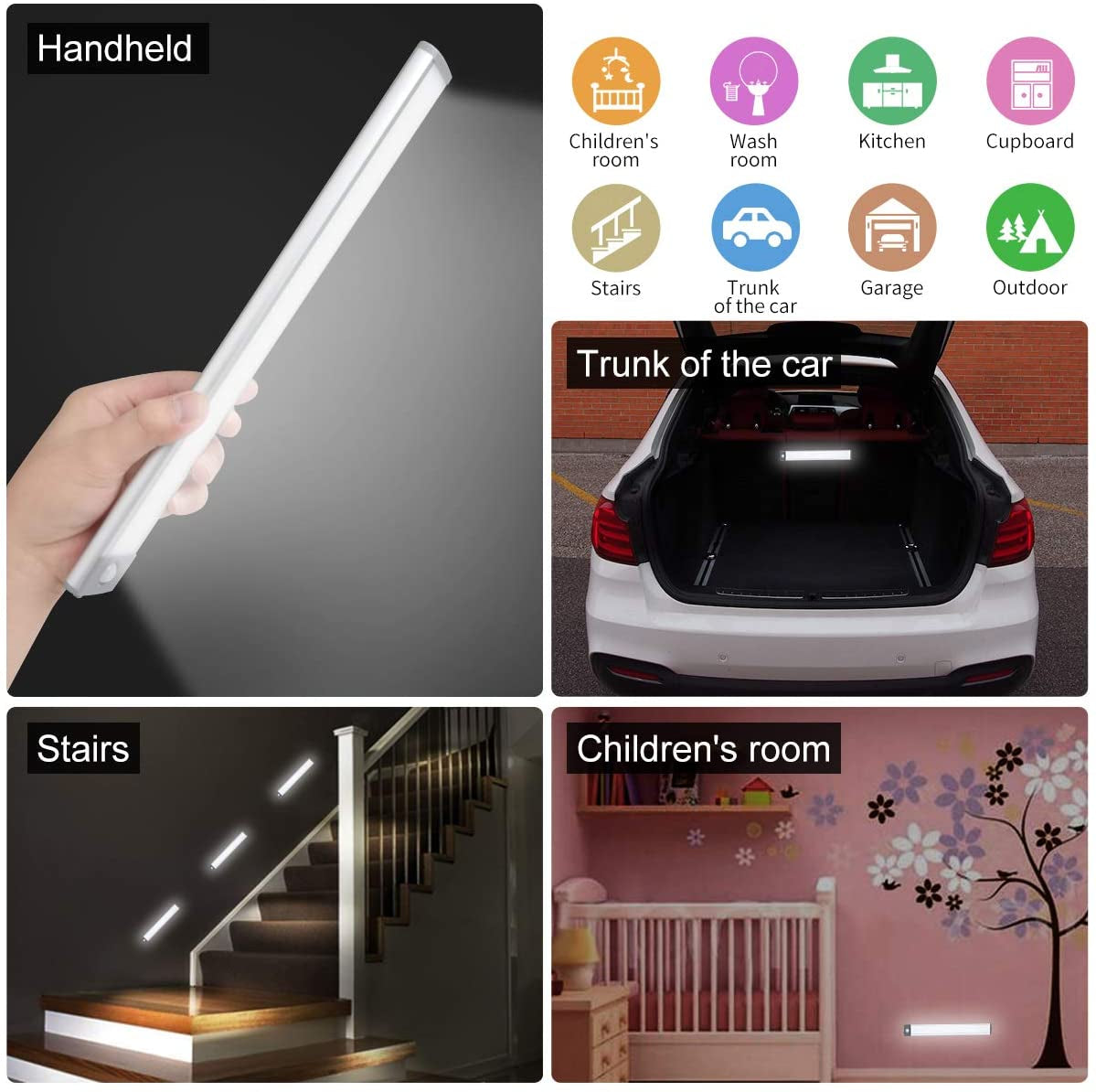 30-LED Motion Sensor Cabinet Light,Under Counter Closet Lighting, Wireless USB Rechargeable Kitchen Night Lights,Battery Powered Light,Uniform Light for Wardrobe,Cabinet,Cupboard（Warm Light）