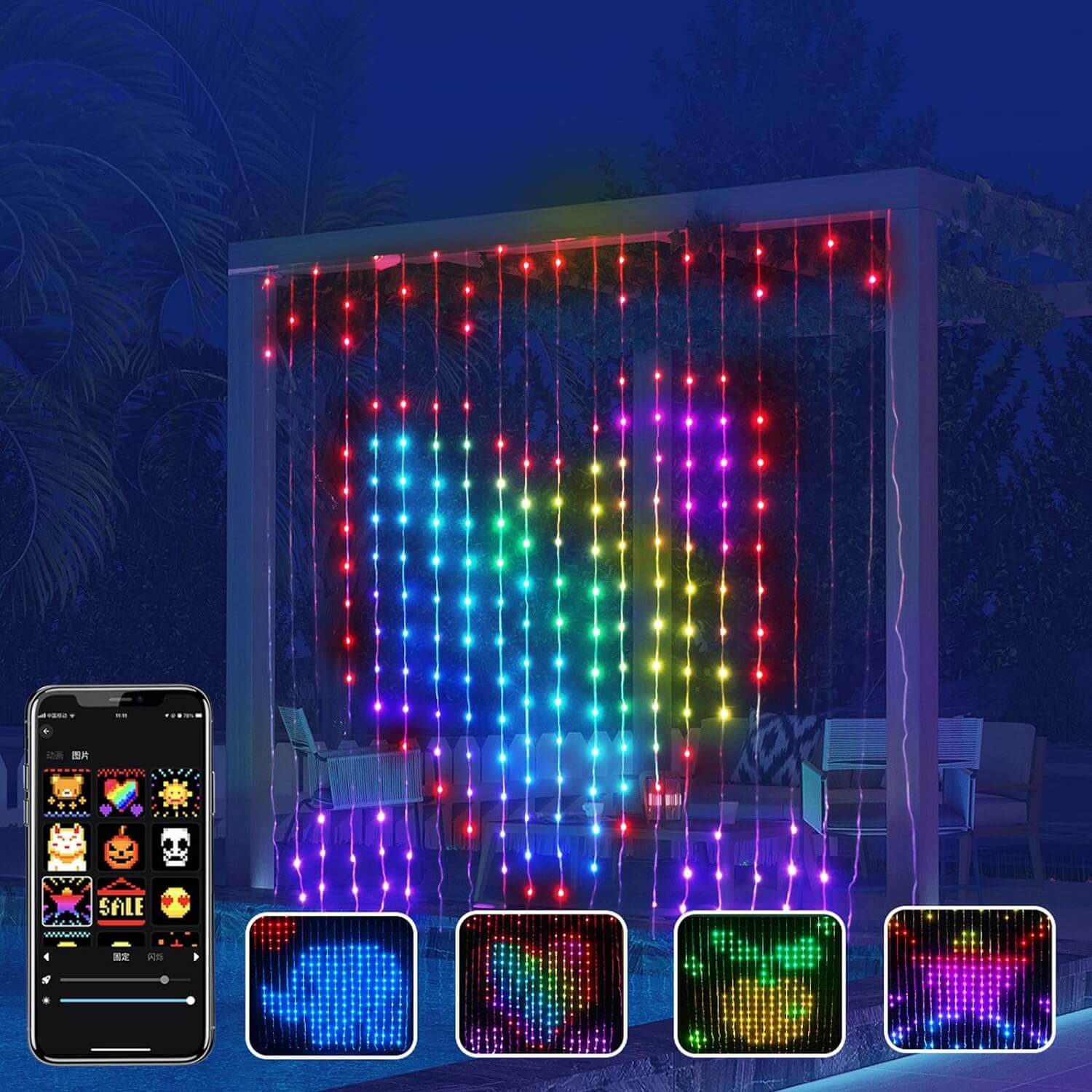 Glowflow II Smart LED Curtain Sync Lights