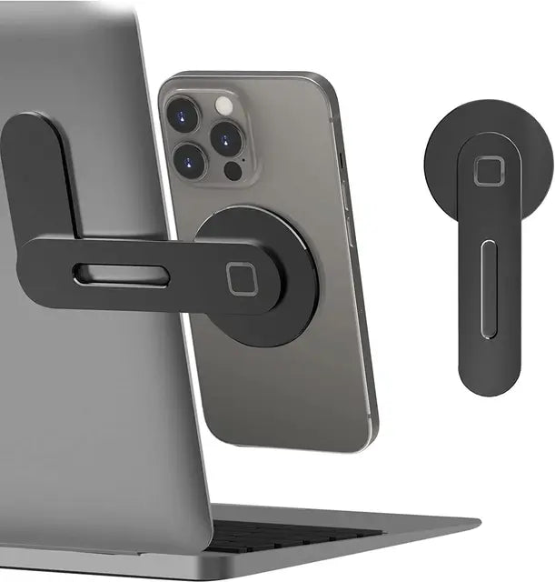 Professional Title: "Slim Magnetic Laptop Phone Holder for Computer Monitor Side, Foldable Design - Compatible with iPhone 14/13/12 Series and All Phones"